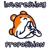 a cartoon bear with the words interesting proposition written below it