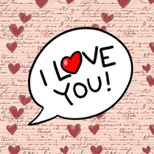 a speech bubble that says i love you with a red heart in the middle