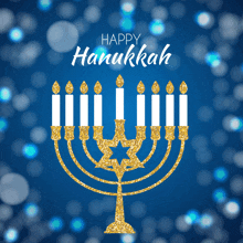 a hanukkah greeting card with a menorah and candles