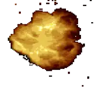 a pixel art illustration of a fried chicken explosion on a white background .