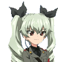 a girl with pigtails and a bow in her hair is wearing a military uniform .