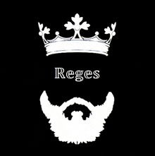 a silhouette of a man with a beard and a crown that says reges on it