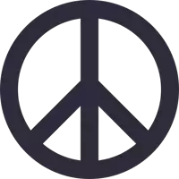 a peace sign in a circle with a diagonal cross in the middle