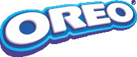 a blue and white oreo logo with a r on the bottom