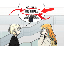a cartoon shows a man taking a picture of a girl with the words " no i 'm in the finals "