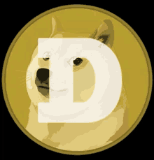 a doge coin with the letter d in the center