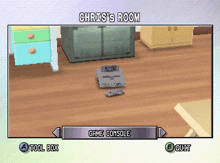 a chris 's room with a game console and a tool box