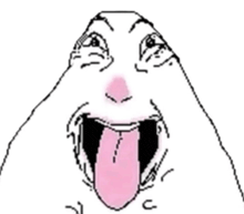 a drawing of a person with their tongue hanging out .