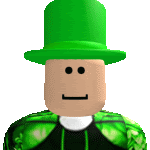 a roblox character wearing a green top hat and a green leafy outfit .