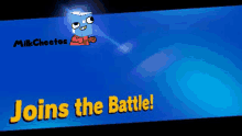 a blue background with the words joins the battle in yellow