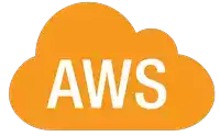 an orange cloud with the word aws written inside of it