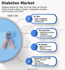 a graphic showing the diabetes market by type and drug class