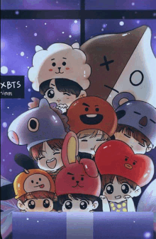 a drawing of a group of cartoon characters with the word xbts on the bottom