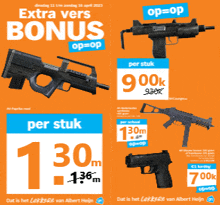 an advertisement for extra vers bonus includes guns