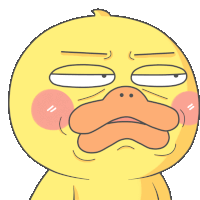 a cartoon of a yellow duck with a big mouth