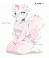 a drawing of a furry girl with the name skysluv on the bottom right