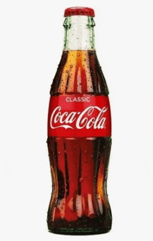 a glass bottle of coca cola classic with a red cap