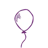 a drawing of a purple balloon on a string
