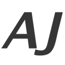 a black and white logo of the letter a and j .