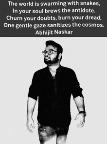 a black and white photo of a man with a quote on the bottom