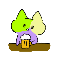 a drawing of a cat holding a beer mug