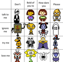 a grid of cartoon characters with the words do n't bold of you to and how dare you to