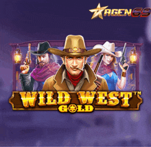 a poster for wild west gold shows a cowboy and two women