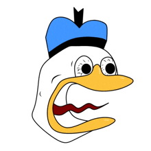 a cartoon of donald duck with a blue hat on