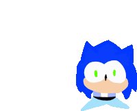 a cartoon of sonic the hedgehog with blue hair and green eyes