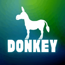 a silhouette of a donkey and the word donkey