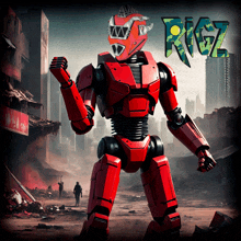 a picture of a red robot with the word rigz on it