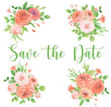 a save the date card with flowers and leaves