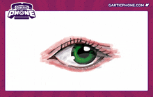 a drawing of a woman 's eye with garticphone.com written on the bottom