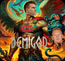 a painting of demigod with a picture of a man