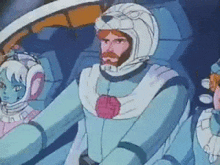 a cartoon of a man in a space suit driving a car