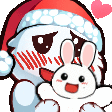 a cartoon ghost is wearing a santa hat and holding a white bunny .