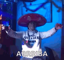 a person wearing a sombrero and a shirt that says ' abercrombie & fitch '
