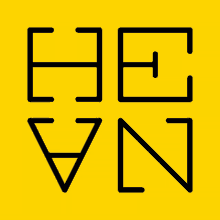 a yellow background with a black outline of the letters be and vn