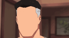 a cartoon drawing of a man with a shaved head
