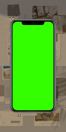 a phone with a green screen and the number 12