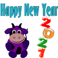 a happy new year greeting card with a cow