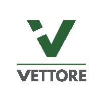 a logo for vettore with a green check mark on a white background