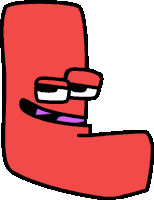 a cartoon drawing of a red letter l with glasses