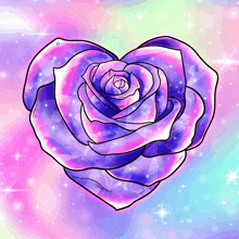 a purple rose in the shape of a heart on a pink and purple background