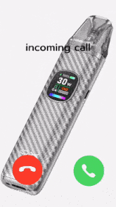 a cell phone screen shows an incoming call from a 30w device