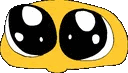 a close up of a cartoon smiley face with big eyes on a white background .