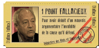 a ticket that says 1 point fallacieux with a picture of a man on it