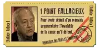 a ticket that says 1 point fallacieux with a picture of a man on it