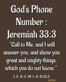 god 's phone number is written on a brown background