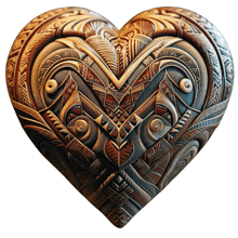 a sculpture of a heart with a greek key pattern on it